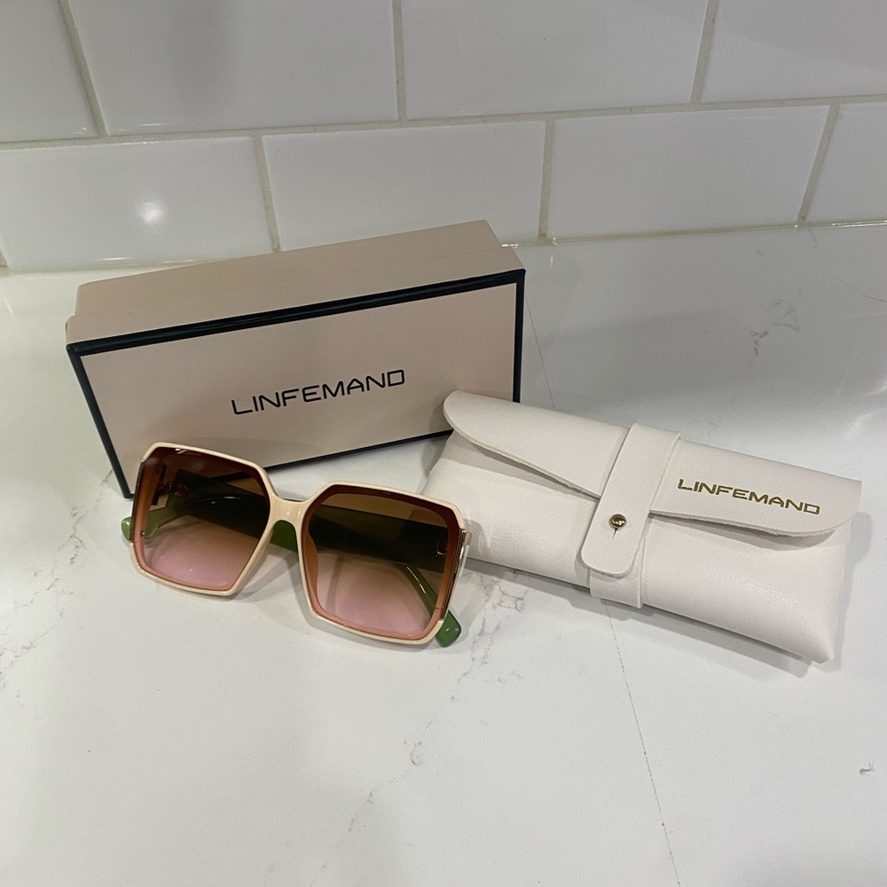 Cream and Green Sunglasses Accessories Set